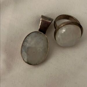 Elegant Silver and moonstone jewelry.  Set